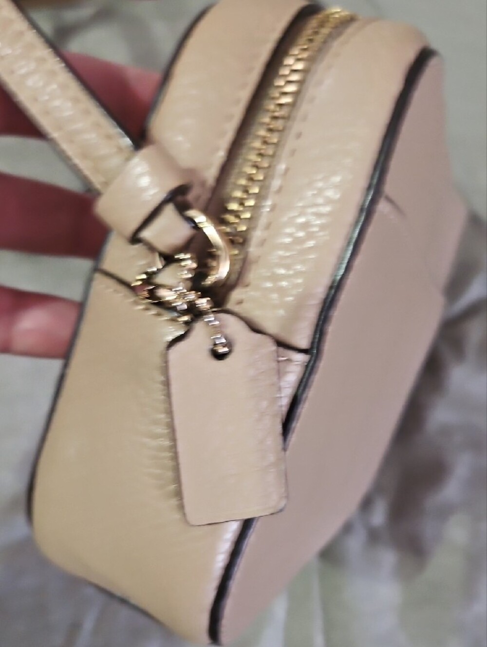Coach Taupe Pebbled Leather Crossbody Bag NWOT - Picture 8 of 14